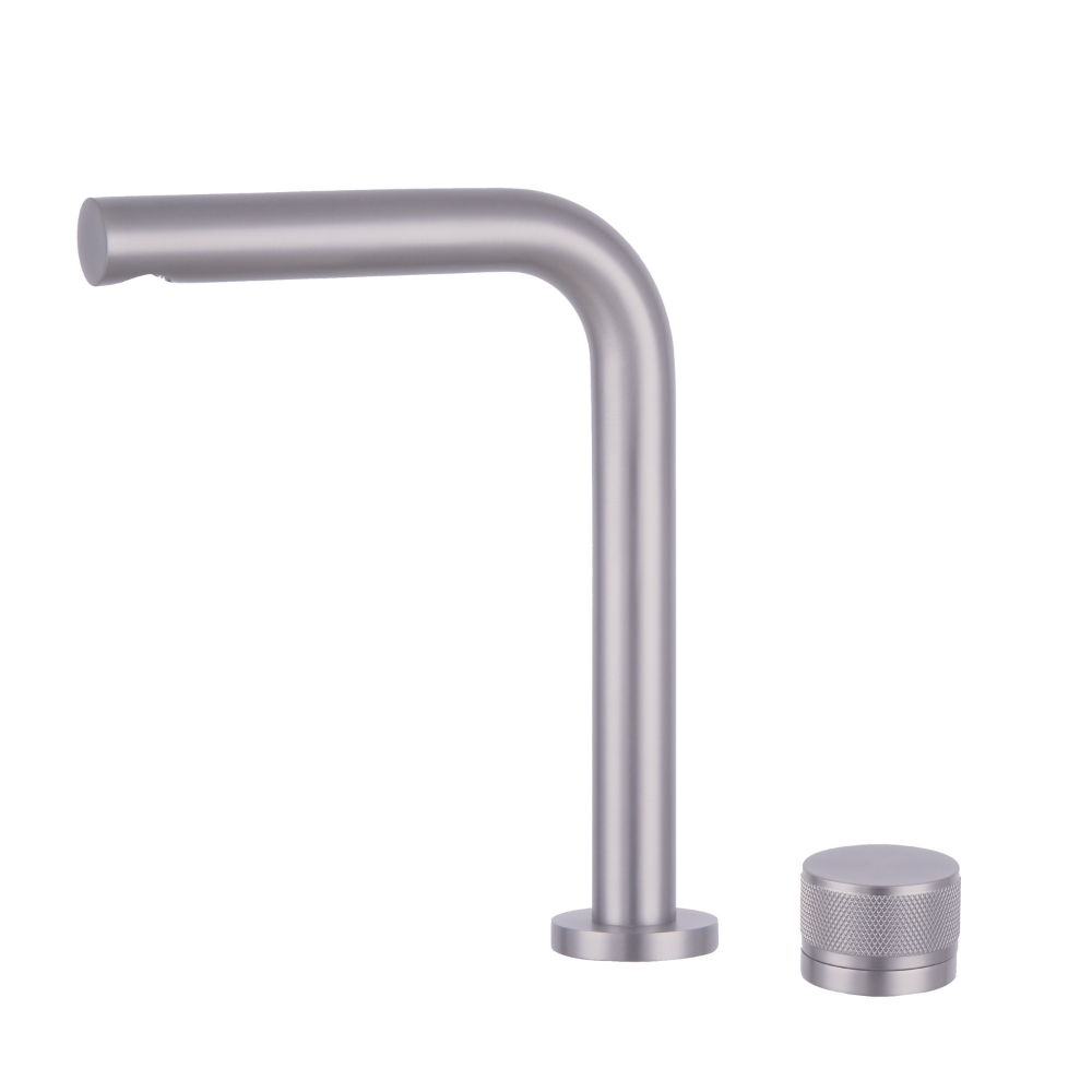 Mitigeur MONCEAU finition nickel brossé sur fond blanc