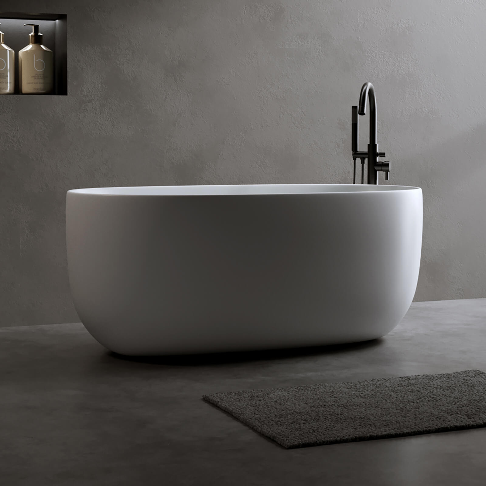 Baignoire Compacte en Résine de Pierre | Finition Lisse et Élégante pour Détente Maximale 1 Image