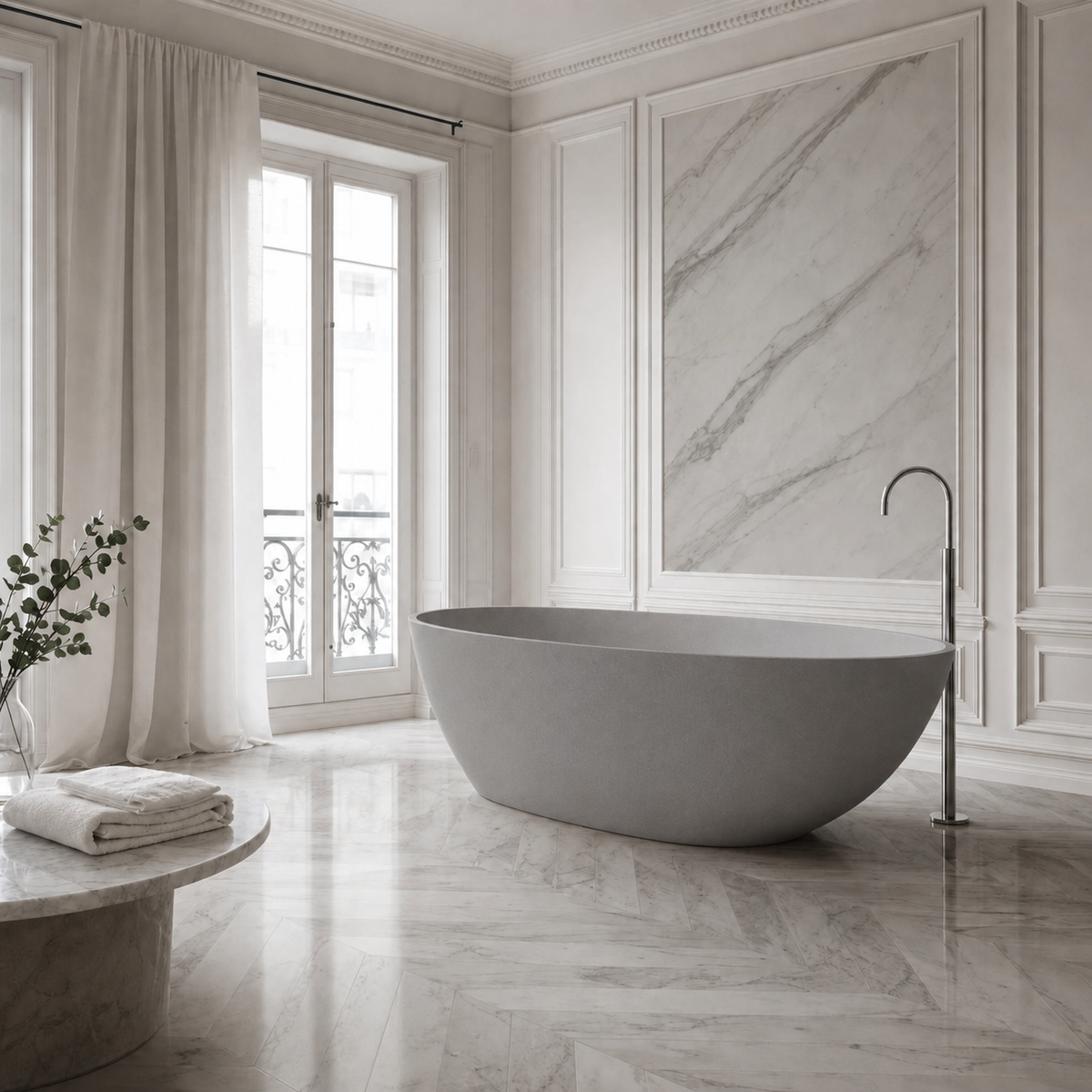 Baignoire Îlot CLEO — MINERALICAST®