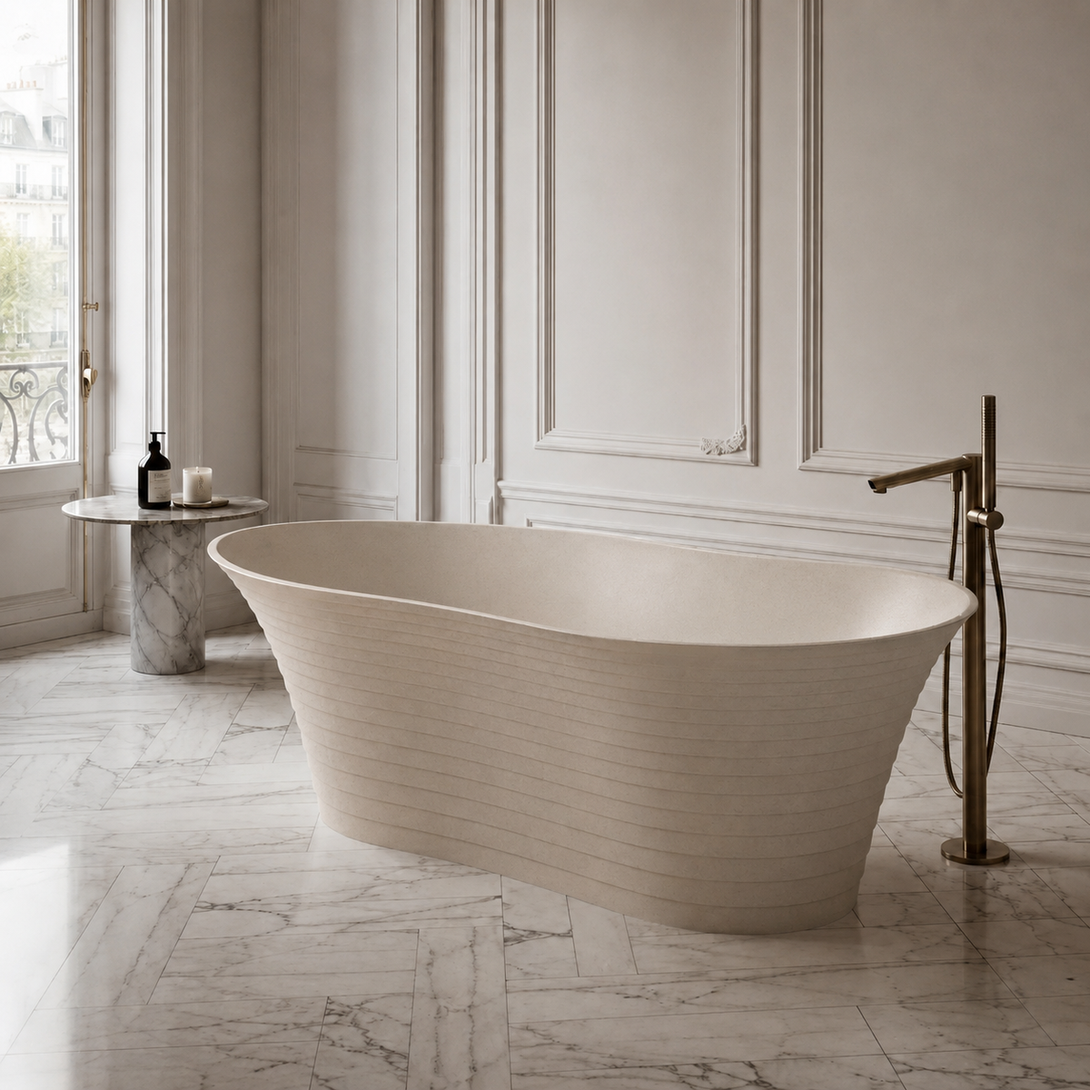 Baignoire Îlot CASCADA — MINERALICAST®